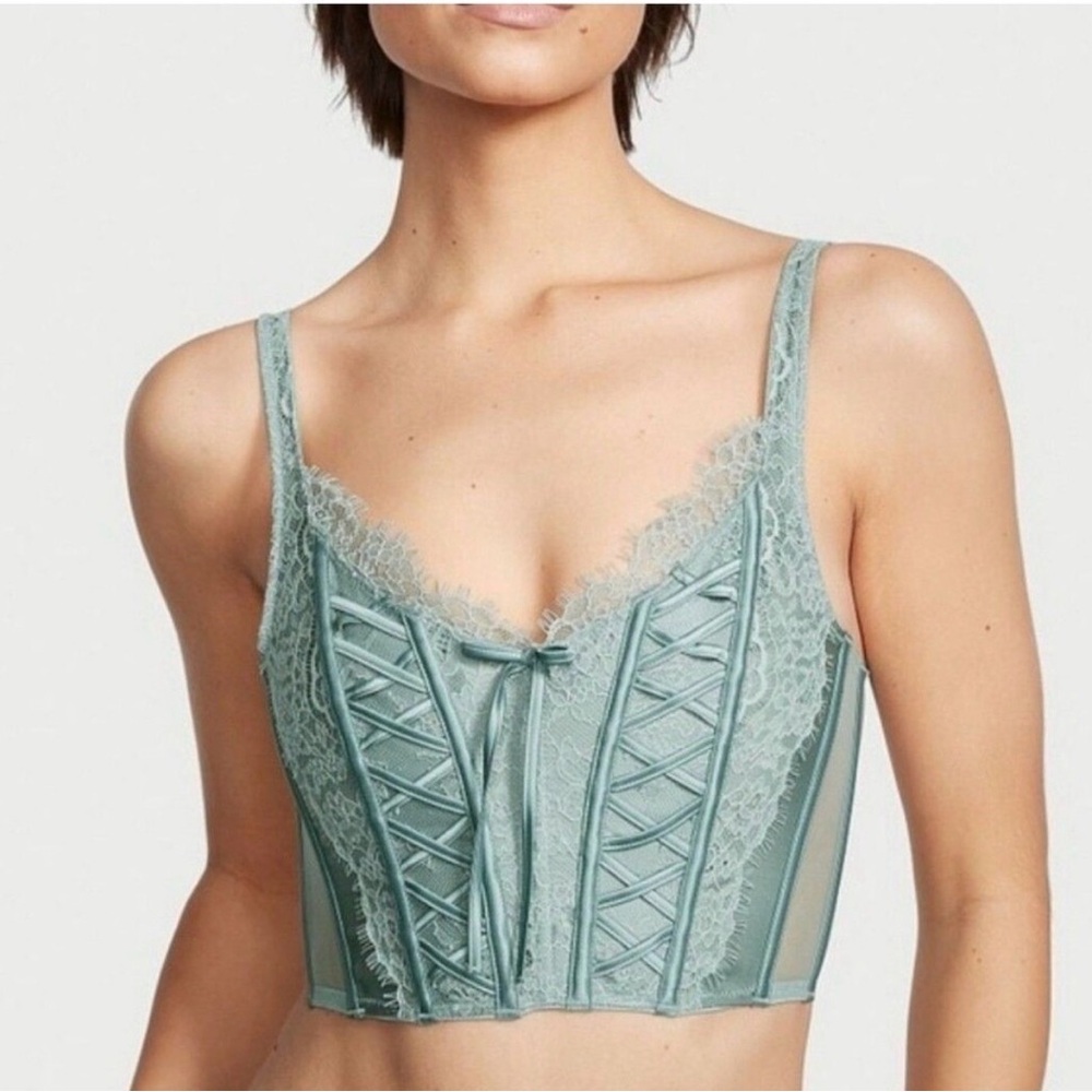 3490 Victoria's Secret Dream Angels Unlined Lace-Up Corset Top S-DD